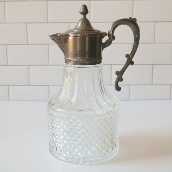 Vintage Glass and Silver Plated Pitcher/Carafe - Picture 3 of 4